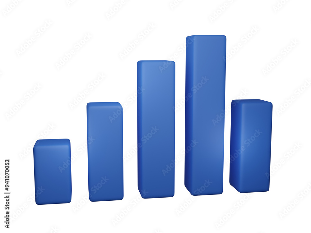 3D blue bar chart on a black background representing data analysis and business growth. 3D blue bar chart on a black background representing data analysis and business growth.