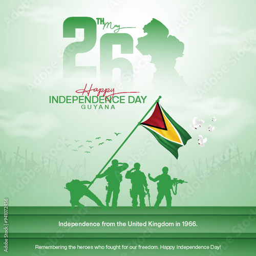 Guyana Independence Day creative social media post free template