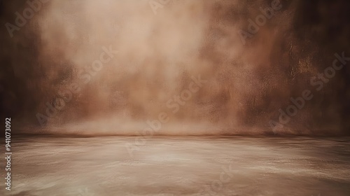 Background studio portrait backdrops brown canvas background on the wall and on the floor with a soft transition.