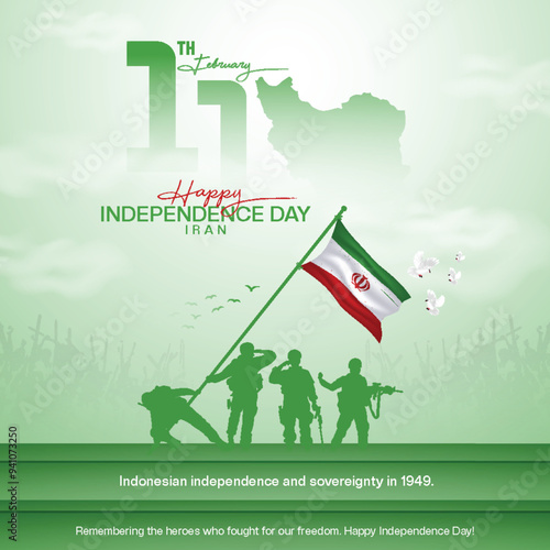 Iran Independence Day creative social media post free template