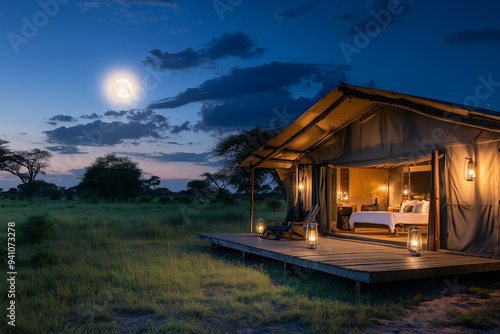 Experience a Luxury Safari Camp with Guided Wild Animal Sightings photo