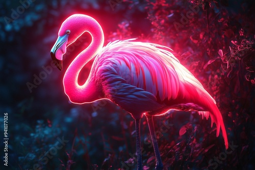 Obraz na płótnie flamingo neon