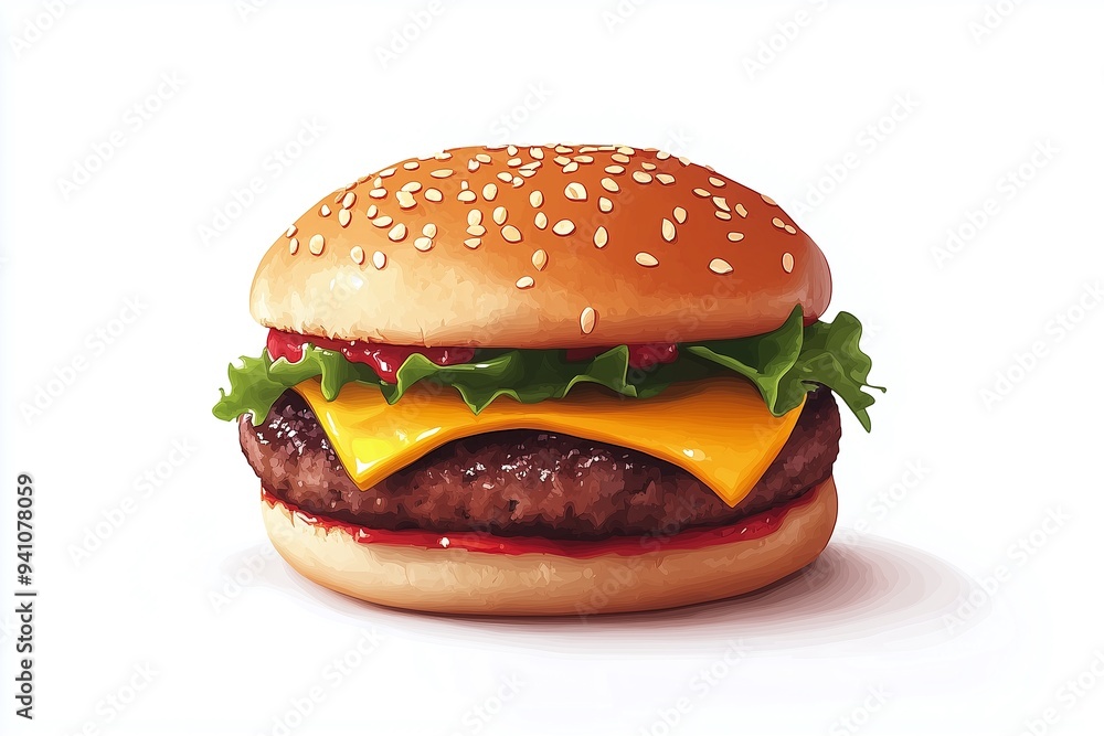 Hamburger illustration on white background Hamburger illustration on white background