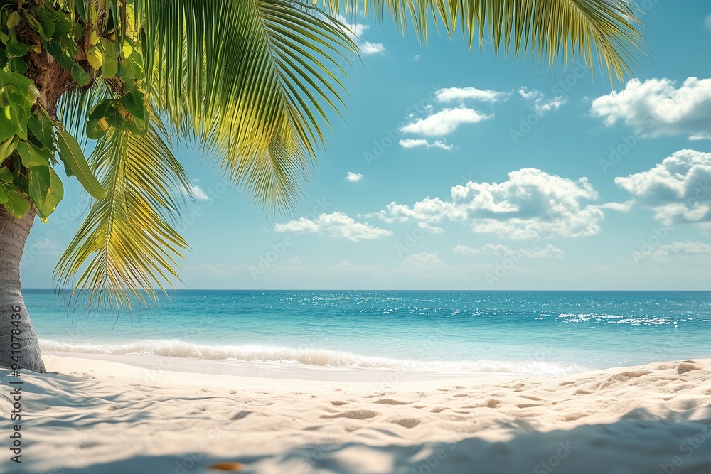 tropical beach with palm tree
