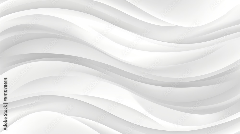 Fototapeta premium Abstract Gray Waves Background. Soft Wavy Light Texture. Modern Wide Screen Wallpaper or Web Banner
