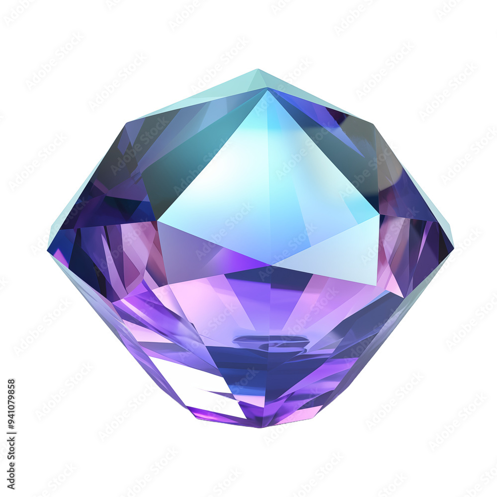 Sparkling Crystal Blue And Purple Faceted Gemstone Sparkling Crystal Blue And Purple Faceted Gemstone