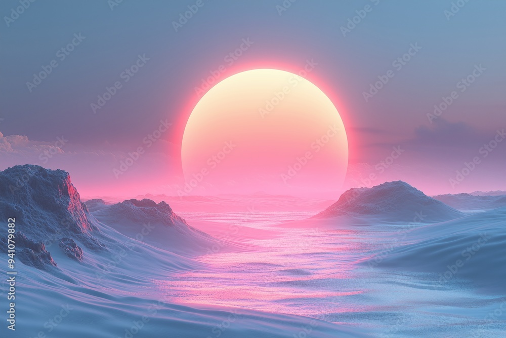 a sunset over of water and mountain a sunset over of water and mountain