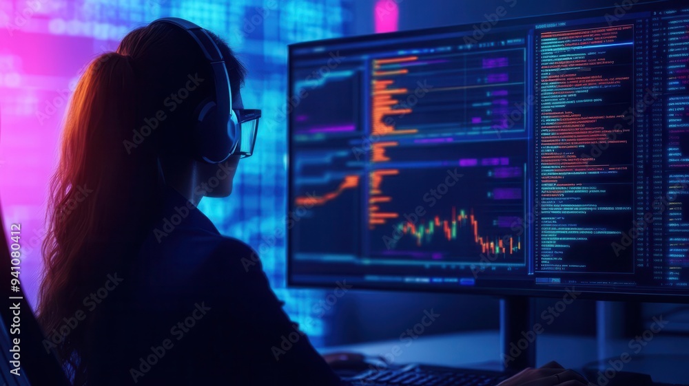 Virtual assistant helping users navigate financial aid options in a futuristic office, Negative Income Tax, digitalized public services Virtual assistant helping users navigate financial aid options in a futuristic office, Negative Income Tax, digitalized public services