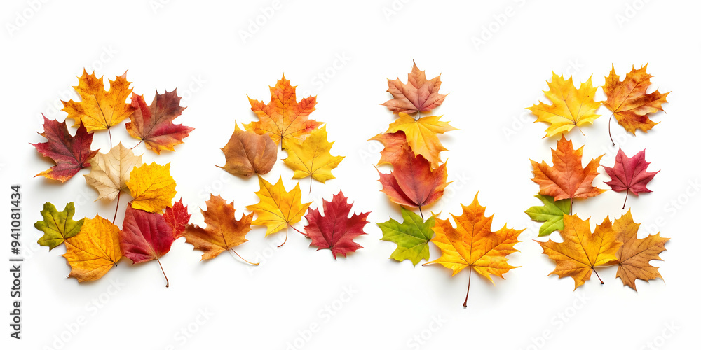 Sale design with heap of leaves Sale design with heap of leaves