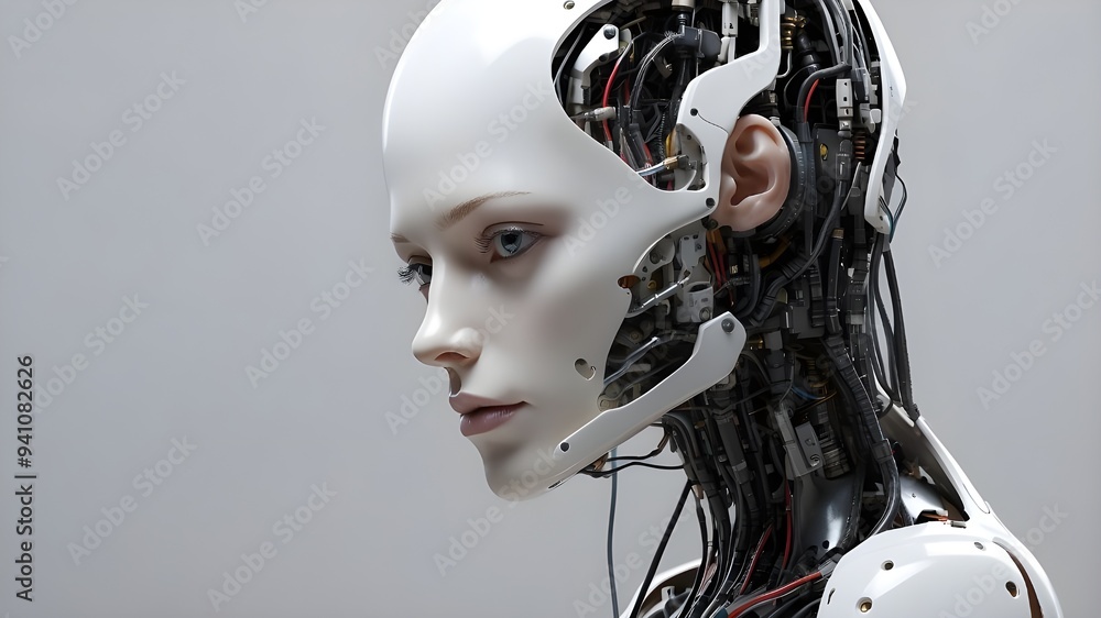 Fototapeta premium Artificial consciousness within a human head