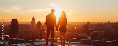 Couple Silhouetted Against ...