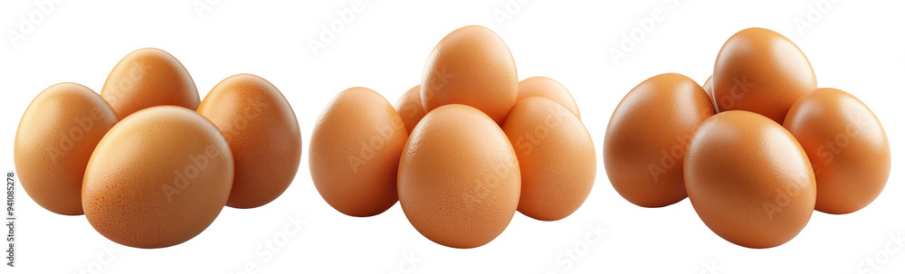 Eggs arranged in a neat set isolated on transparent background Eggs arranged in a neat set isolated on transparent background