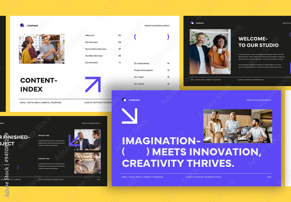 White Purple Modern Creative Business Agency Presentation Stock ...
