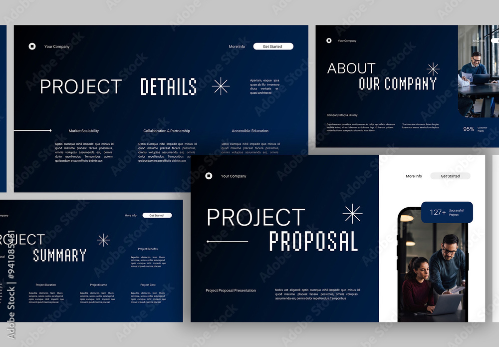 Dark Blue Modern Technology Company Project Proposal Power Point Stock ...