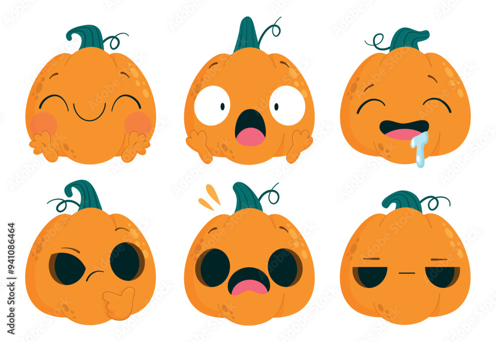 Cute Pumpkin With Different Expresions Cute Pumpkin With Different Expresions