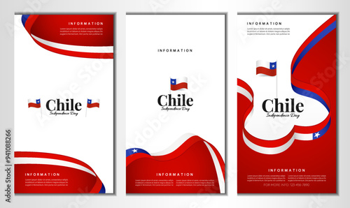 Chile Independence Day. Banner set. Vector Illustration. 
