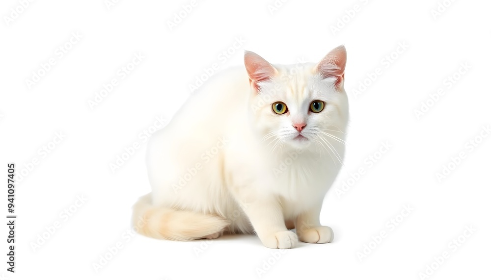 Fototapeta premium A white cat isolated on a white background