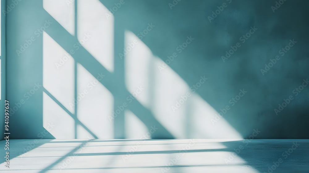 Minimal abstract simple light blue background for product presentation. Shadow and light from windows on plaster wall. - Minimal abstract simple light blue background for product presentation. Shadow and light from windows on plaster wall. -