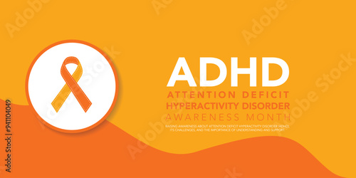 October is ADHD Awareness Month background template. Holiday concept. background, banner, placard, card, and poster design template with text inscription and standard color. vector illustration.