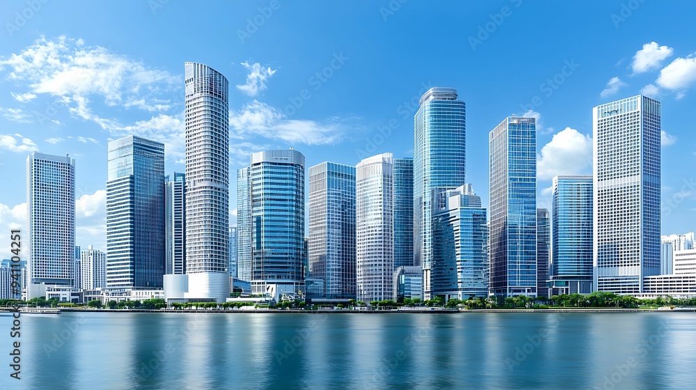 Urban Contrast - City Skyline with Blend of Historic and Modern Commercial Buildings, Copy Space for Text Urban Contrast - City Skyline with Blend of Historic and Modern Commercial Buildings, Copy Space for Text