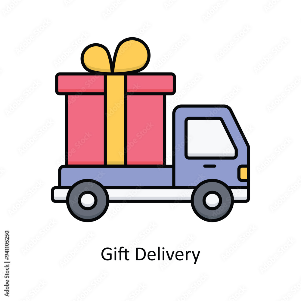 Gift Delivery vector filled icon design illustration. Logistics Delivery symbol on White background EPS 10 File Gift Delivery vector filled icon design illustration. Logistics Delivery symbol on White background EPS 10 File