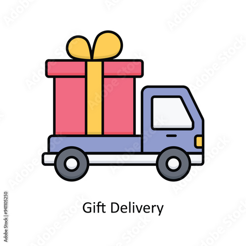 Gift Delivery vector filled icon design illustration. Logistics Delivery symbol on White background EPS 10 File