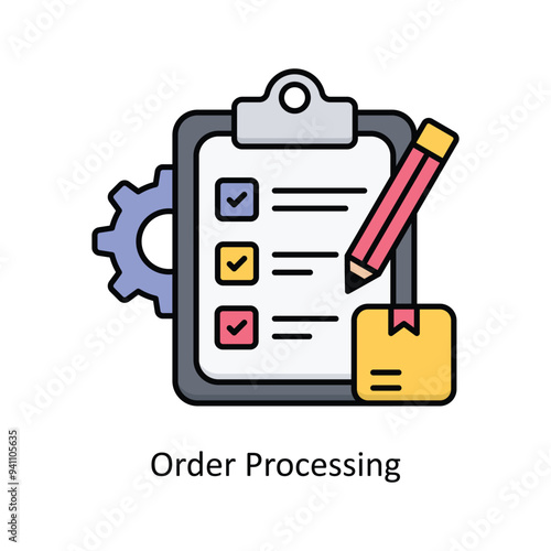 Order Processing vector filled icon design illustration. Logistics Delivery symbol on White background EPS 10 File