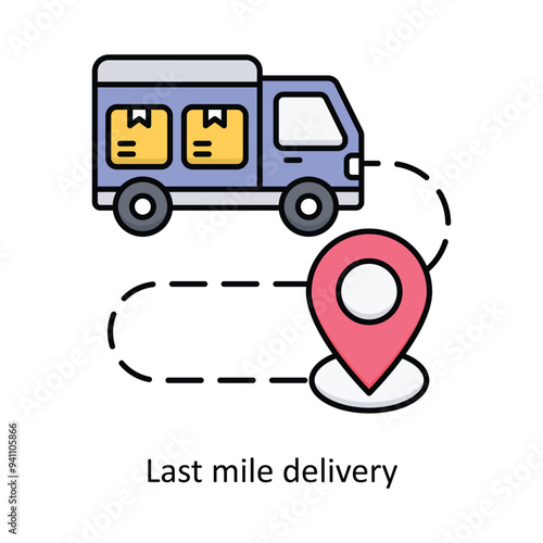 Last Mile Delivery vector filled icon design illustration. Logistics Delivery symbol on White background EPS 10 File