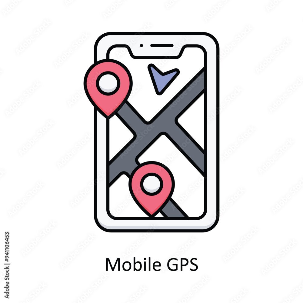 Mobile Gps vector filled icon design illustration. Logistics Delivery symbol on White background EPS 10 File Mobile Gps vector filled icon design illustration. Logistics Delivery symbol on White background EPS 10 File