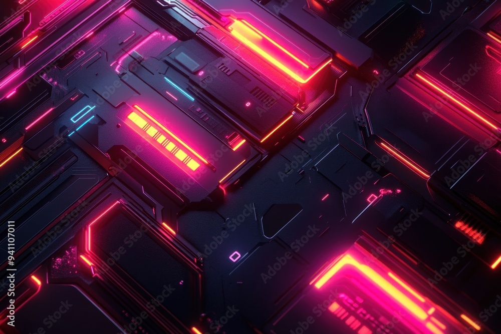 Abstract Futuristic Technology with Neon Lights Abstract Futuristic Technology with Neon Lights
