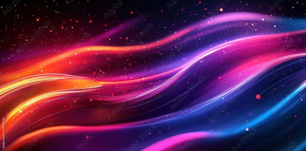 Abstract Cosmic Waves with Glowing Particles Abstract Cosmic Waves with Glowing Particles