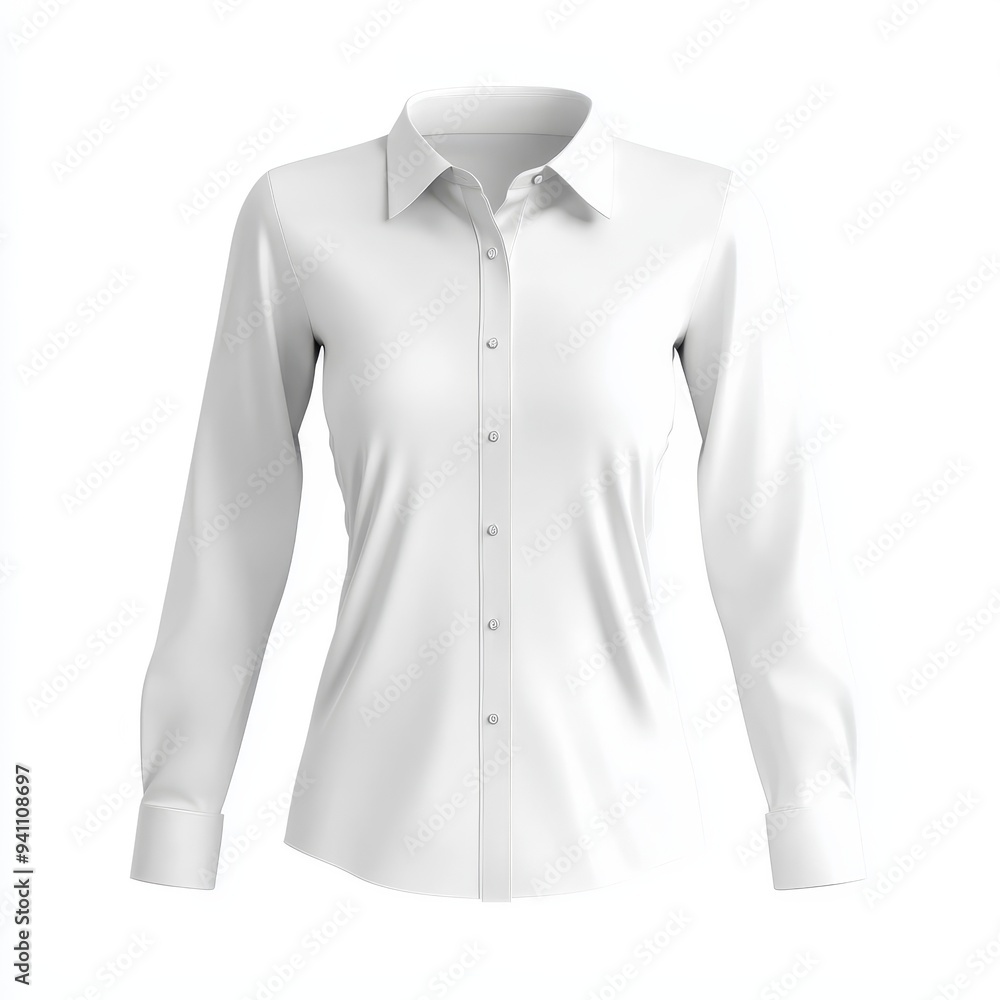 Elegant white long-sleeve shirt, perfect for professional and casual occasions, showcasing a timeless and versatile style. Isolated on white background. Elegant white long-sleeve shirt, perfect for professional and casual occasions, showcasing a timeless and versatile style. Isolated on white background.