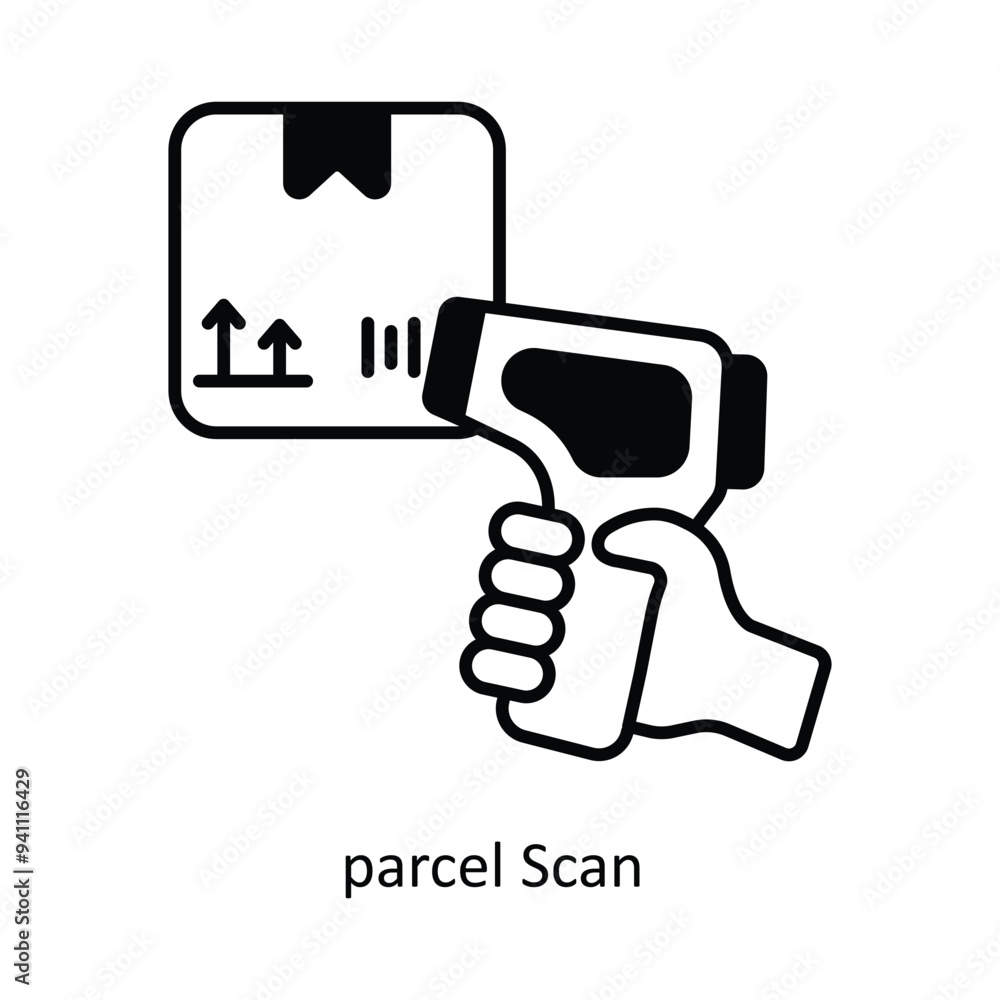 Parcel Scan vector solid icon design illustration. Logistics Delivery symbol on White background EPS 10 File Parcel Scan vector solid icon design illustration. Logistics Delivery symbol on White background EPS 10 File