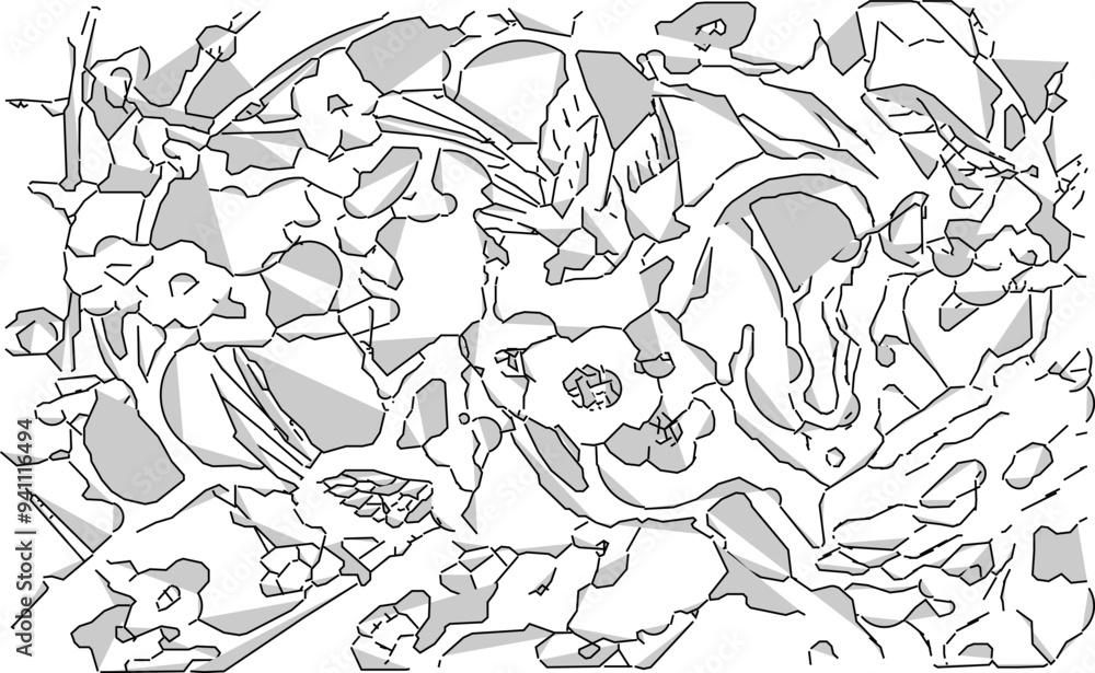 Fototapeta premium vector sketch, silhouette illustration, design, background pattern, traditional ethnic floral mandala ornament 