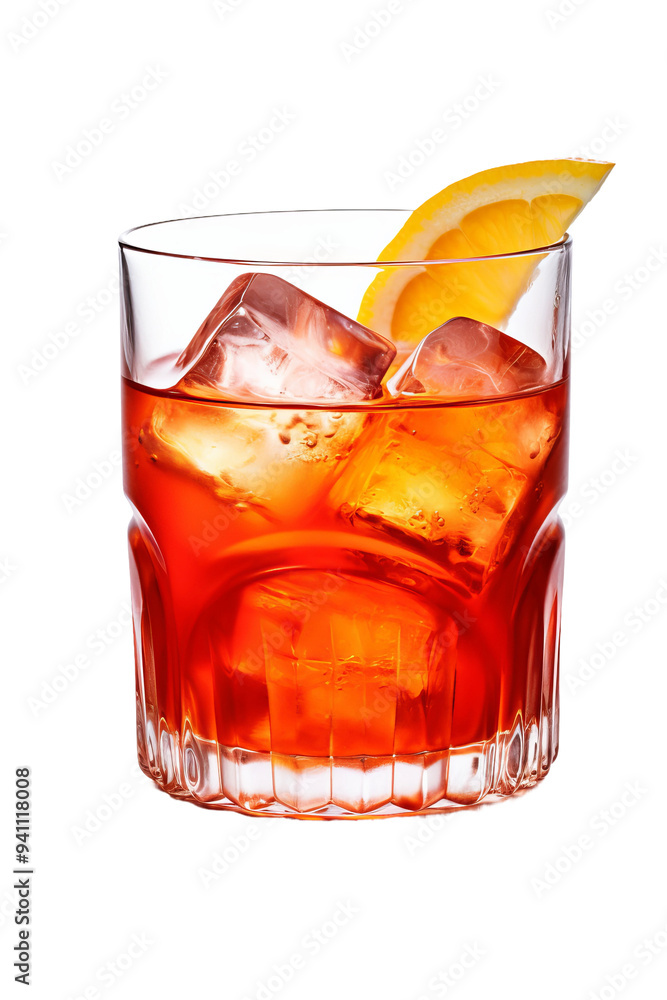 glass of cocktail negroni on isolated white background glass of cocktail negroni on isolated white background
