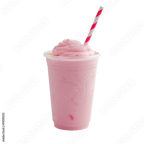 strawberry smoothie isolated on white photo