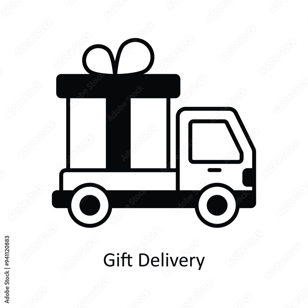Gift Delivery vector solid icon design illustration. Logistics Delivery symbol on White background EPS 10 File Gift Delivery vector solid icon design illustration. Logistics Delivery symbol on White background EPS 10 File