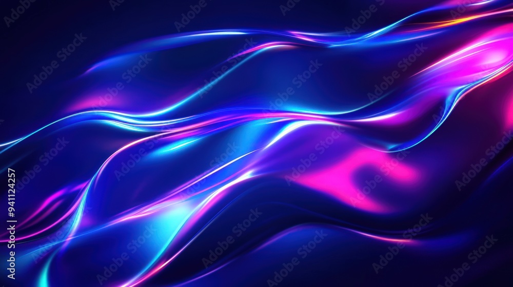 Abstract blue and pink neon waves on a dark background. Abstract blue and pink neon waves on a dark background.