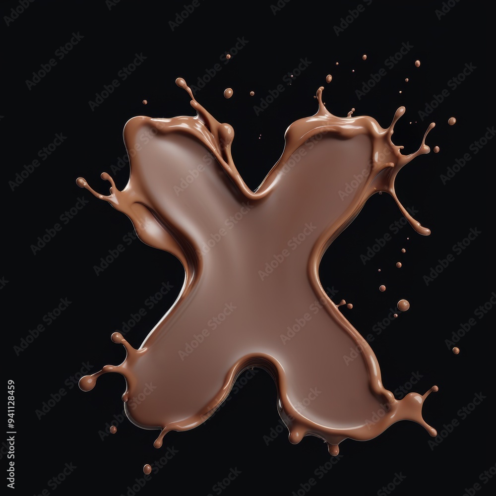 Chocolate letter X on a black background. Generative AI Chocolate letter X on a black background. Generative AI