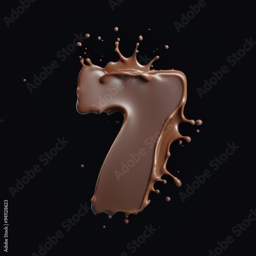 Chocolate number 7 on a black background. Generative AI