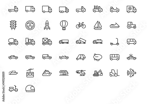Transporation Vector Icons - Premium Outlined Icon Pack