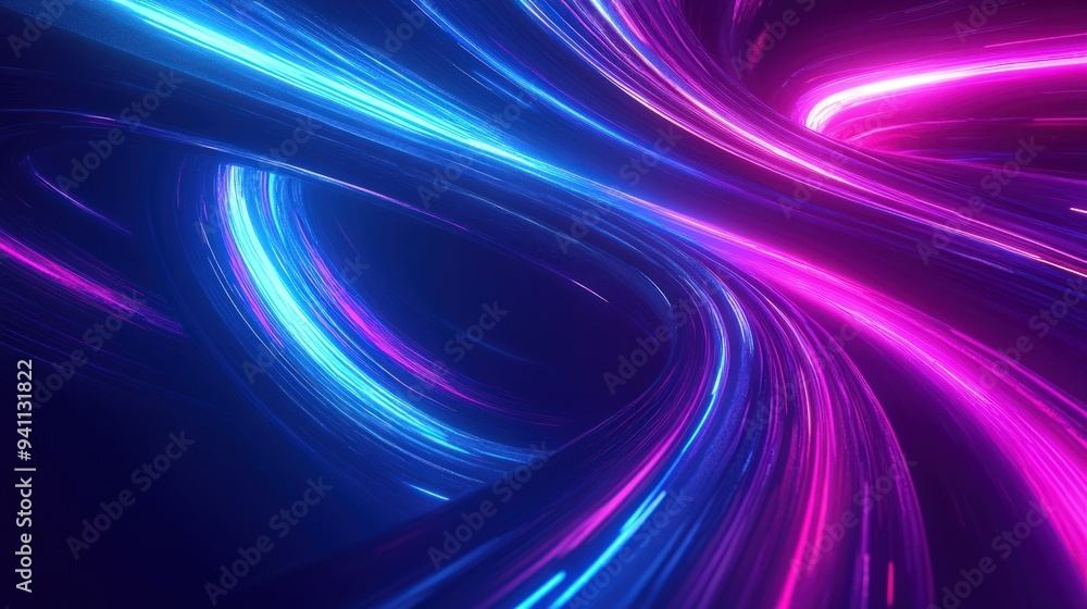 © tono boys - Abstract glowing blue and pink lines on a black background. © tono boys - Abstract glowing blue and pink lines on a black background.
