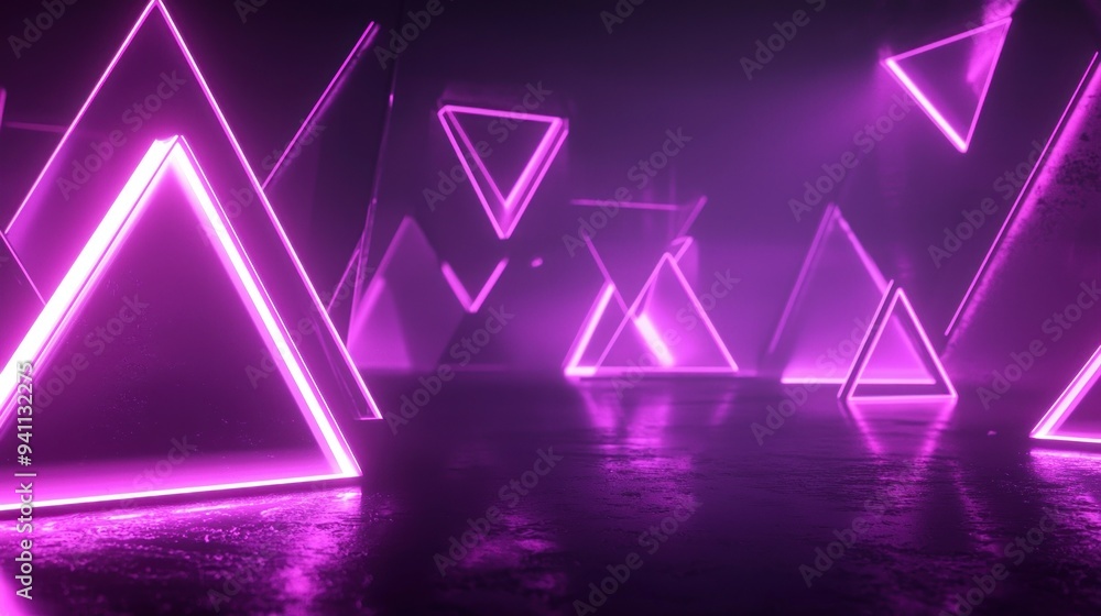 Futuristic abstract purple neon light reflections on shattered glass Generative AI Futuristic abstract purple neon light reflections on shattered glass Generative AI