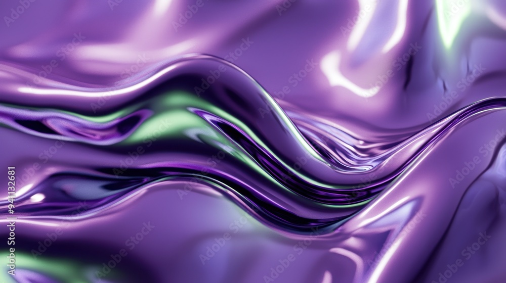 Abstract metallic liquid waves in green and purple hues Generative AI Abstract metallic liquid waves in green and purple hues Generative AI