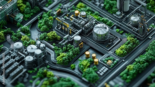 A smart factory where AI-driven systems manage the entire production process from raw materials to finished goods Stock Photo with copy space