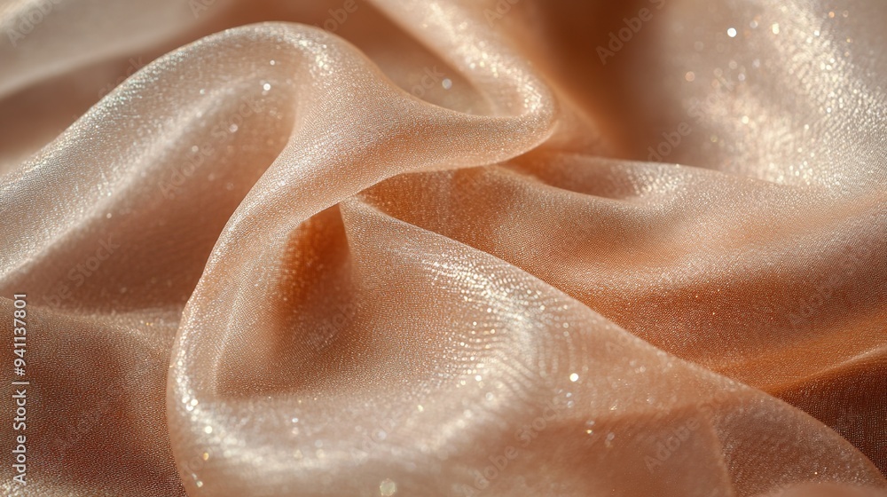 Elegant Glimmering Organza Fabric, Reflecting a Subtle Radiance in Fashion and Textile Design, Ideal for Bridal and Evening Wear, Soft Sheen, Luxurious Texture Elegant Glimmering Organza Fabric, Reflecting a Subtle Radiance in Fashion and Textile Design, Ideal for Bridal and Evening Wear, Soft Sheen, Luxurious Texture