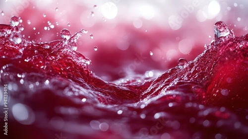 crimson wine cascade into crystal glass frozen droplets dramatic splashes stark white backdrop rich color contrast highspeed photography luxurious mood photo