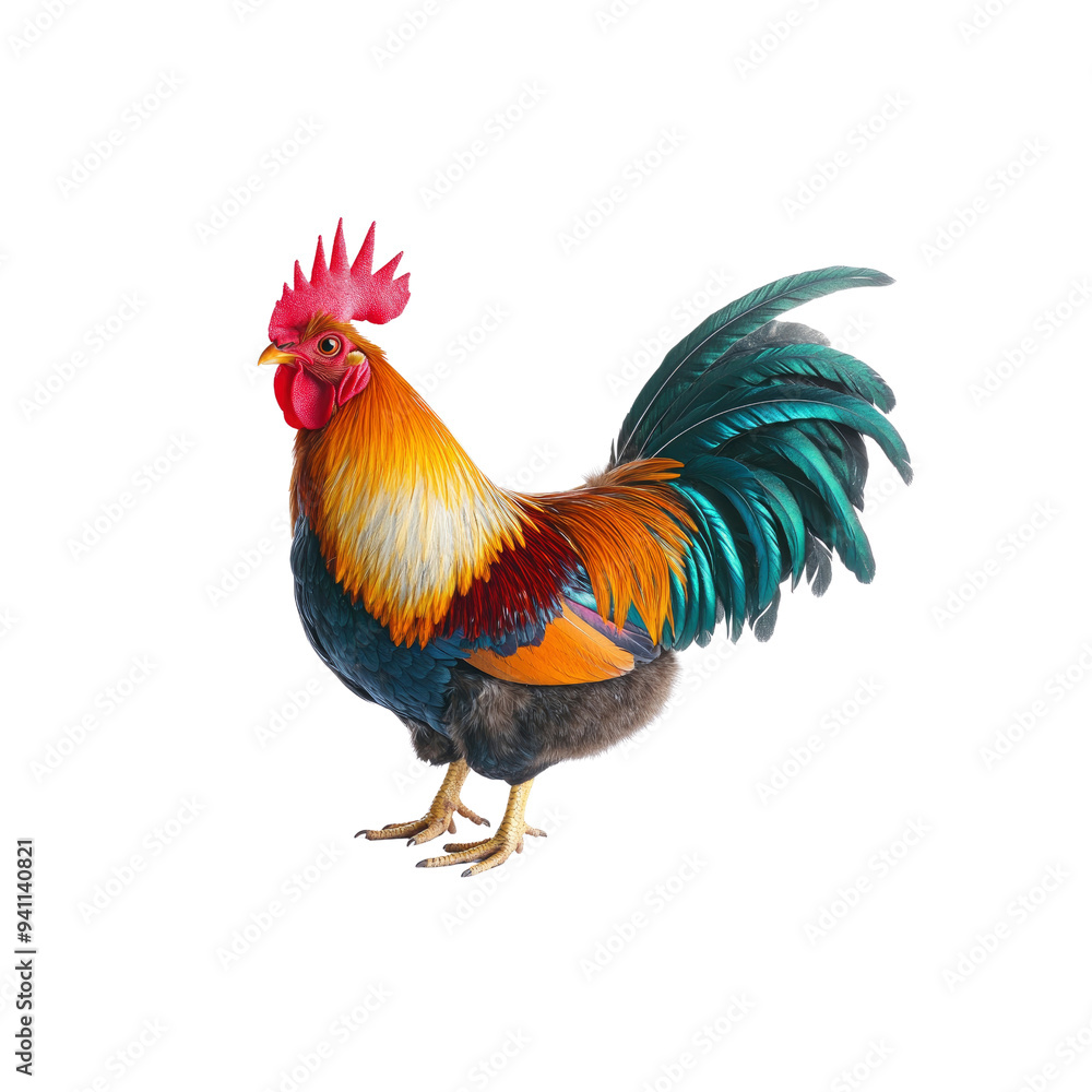 Colorful Rooster with Blue Colorful Rooster with Blue
