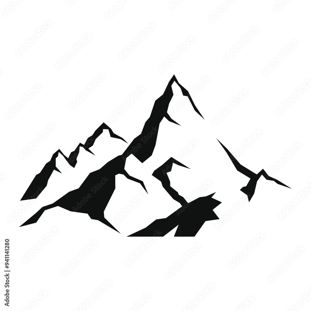Silhouette Mountain on White Background. Vector Silhouette Mountain on White Background. Vector