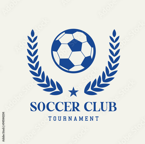 logo with soccer ball and laurel